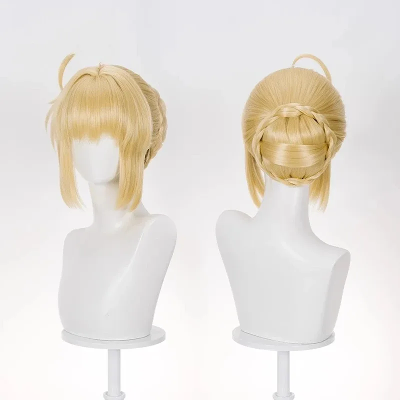 2025 11 혼카이 스타 레일 X 페이트/스테이 나이트 아르투리아 펜드래곤 세이버 블론드 스타일 업도 코스프레 풀 가발+ 가발 캡