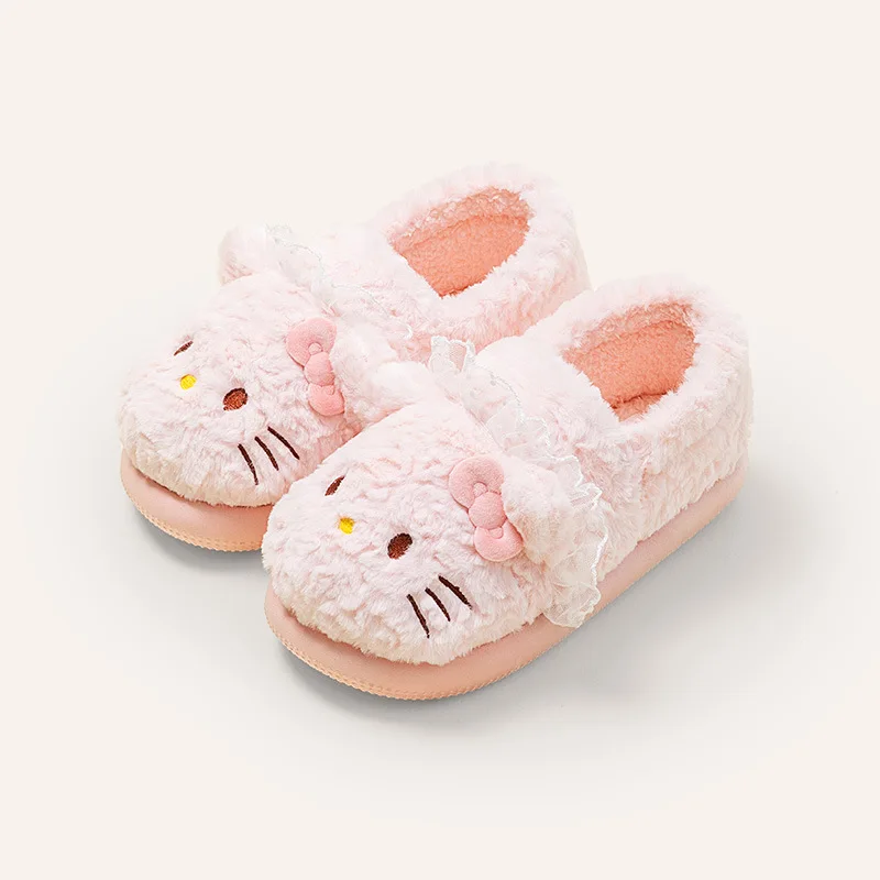 لطيف الشتاء Kuromi المرأة نعال من القطن أنيمي مرحبا كيتي نعال قماش الكرتون عدم الانزلاق الفتيات الدافئة سميكة القاع الأحذية