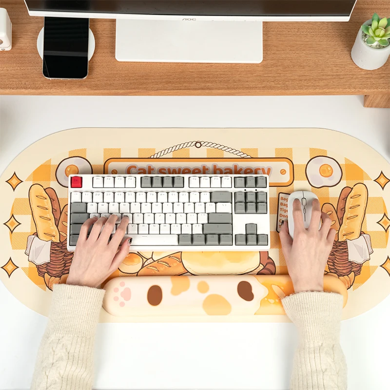 New Kawaii Large Mousepad Cute Cat Sweet Bakery Gaming Mouse Pad 750*355mm Rubber Office Table Fashion Laptop Notebook Desk Mat