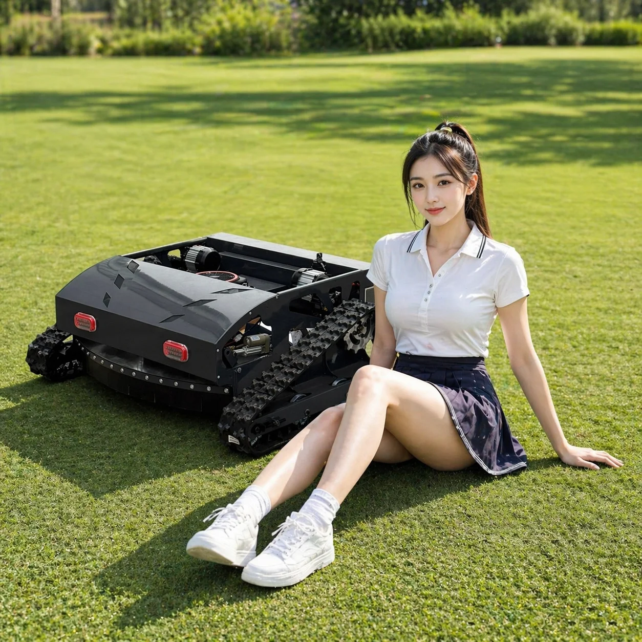 Rein elektrischer ferngesteuerter Rasenmäher, batteriebetriebener RC-Raupenmäher, kabelloser Roboter-Unkrautschneider für Hänge, Garten usw.