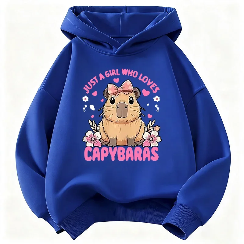 Just A Girl Who Love Capybaras Lovely Design Printed Hoodies Children's Sweatshirt Cute Hoody for Boys Girls Casual Top