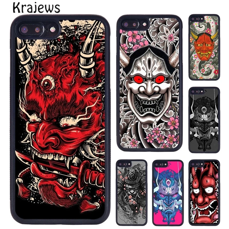 Krajews Japanese Oni Hannya Demon Mask cool Phone Case For iPhone 16 15 14 plus X XR XS 11 12 13 pro max coque