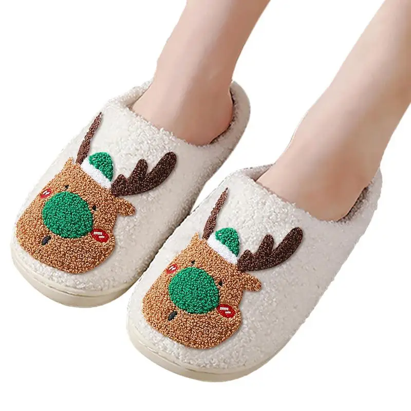 Christmas Slippers Reindeer Cute Slippers For Women Elk Man Woman Christmas Style Slippers For Adults