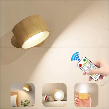 Aplique de pared LED recargable por USB con Control táctil y remoto, lámparas de pared montadas magnéticas para lectura en dormitorio