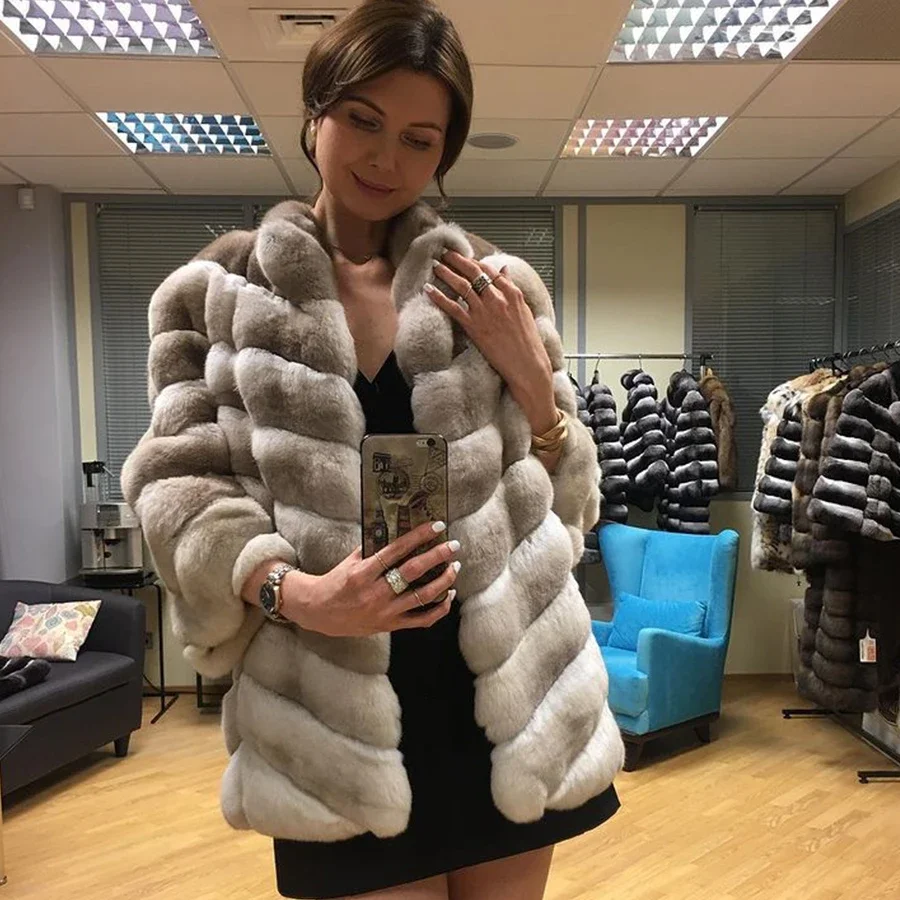 Fur Coat Women White Fur Coat Womens Genuine Leather Coat Winter Fur Jackets For Women Luxury Short Rabbit Fur Jacket For Women