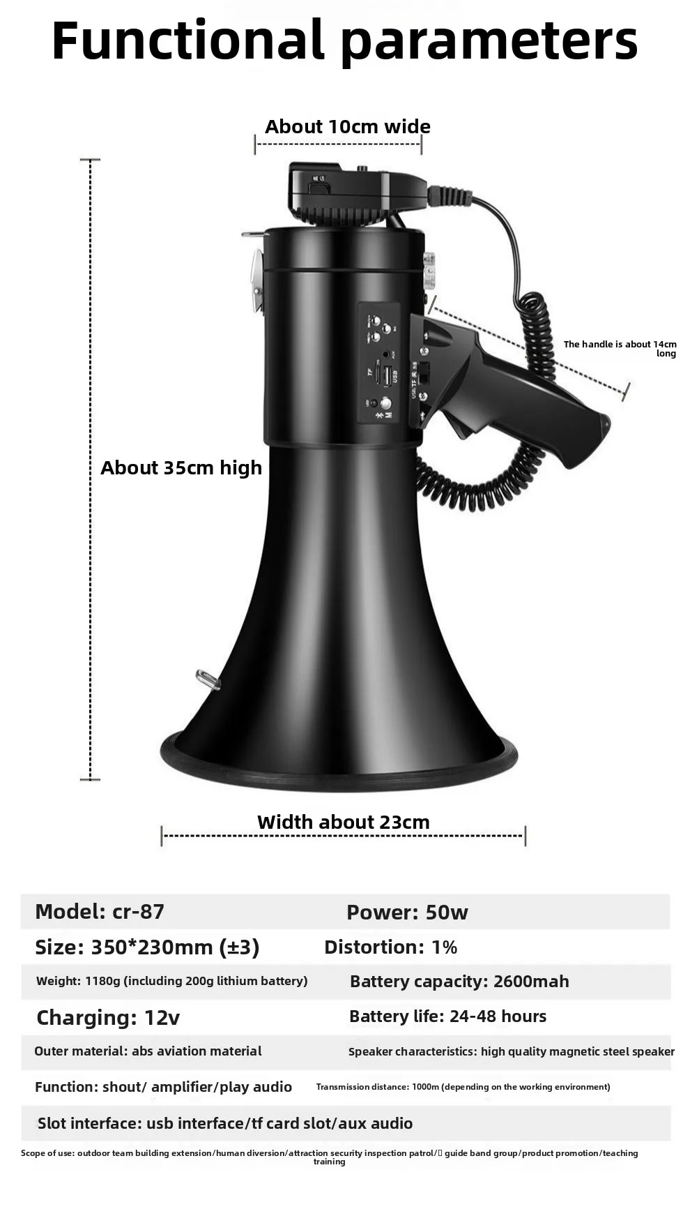 tweeter, loudspeaker, Bluetooth pluggable disk, charging recording and shouting