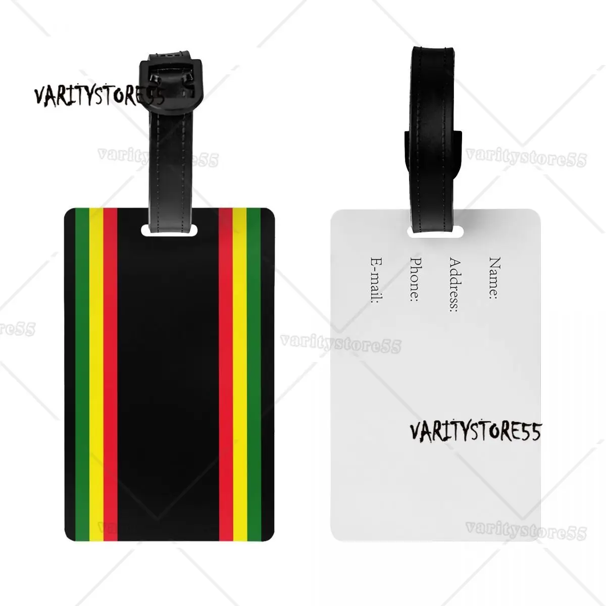 Custom Colors Reggae Rasta Stripe Luggage Tag Privacy Protection Jamaican Jamaica Proud Baggage Tags Travel Bag Labels Suitcase