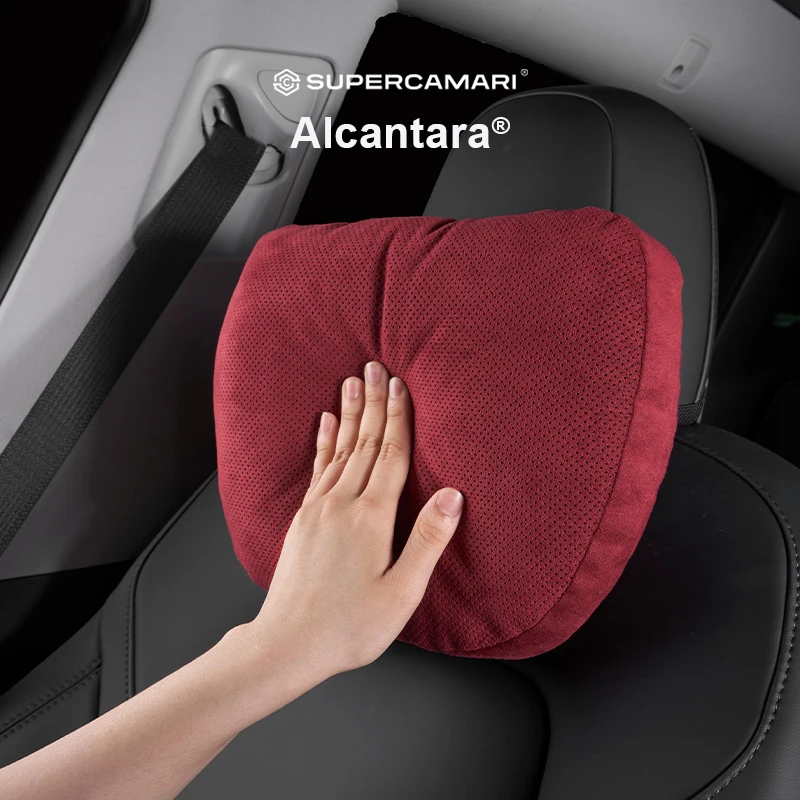 Image of Alcantara Atmungsaktives Auto-Nackenkissen Ergonomisches Kopfstützen-Kissen für Mercedes S-Klasse Maybach Tesla BMW