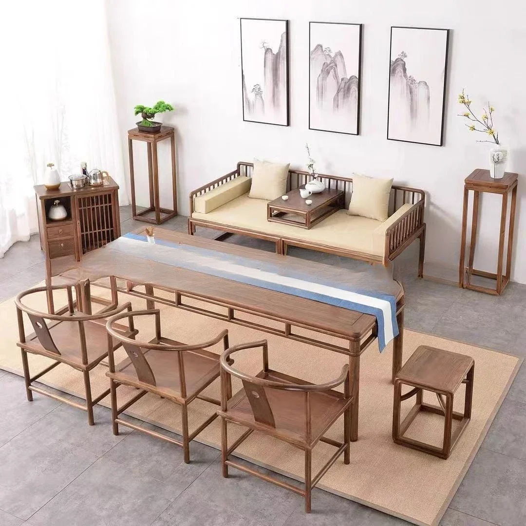 Lit Arhat en noyer, canapé de beauté, canapé simple