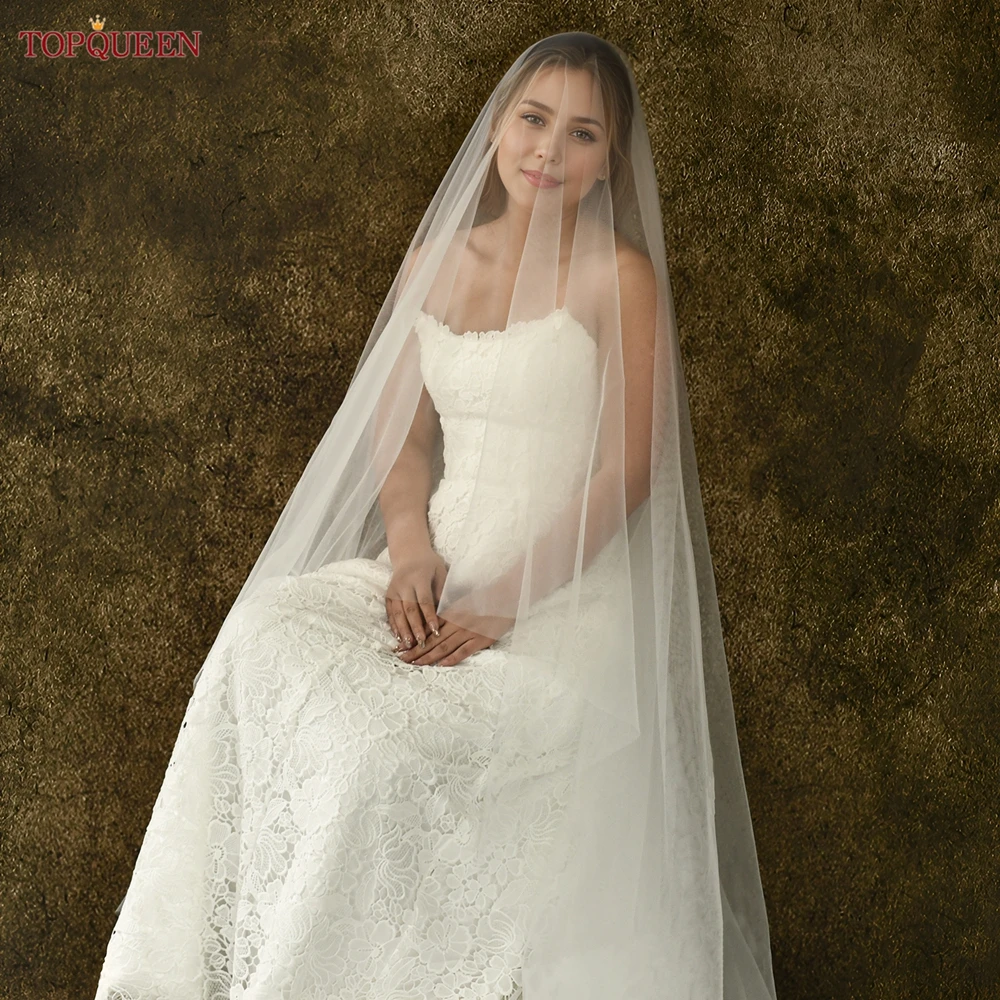 TOPQUEEN V25 Engel geschnittener Hochzeits-Brautschleier, 3 m lang, doppellagig, weiß, cremefarben, elegante Hochzeitsaccessoires, anpassbar – Detail 7