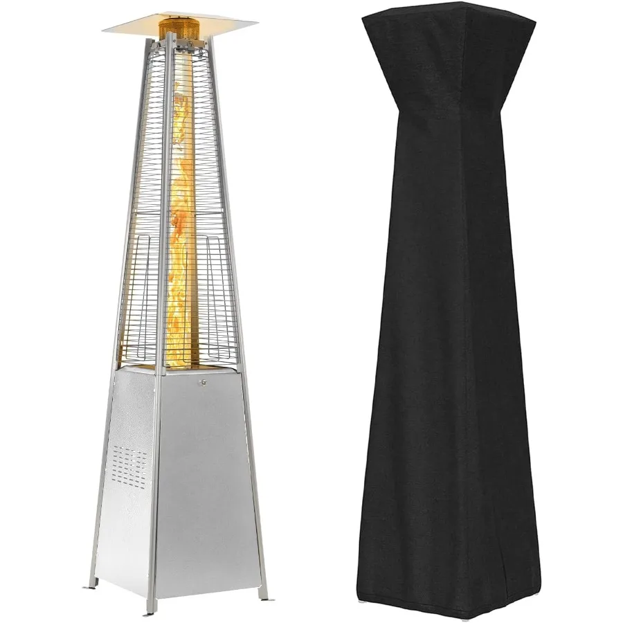 

48 000 BTU Outdoor Propane Patio Heater with Detachable Wheels and Protective Cover for Terrace Garden Poolside Applications Id