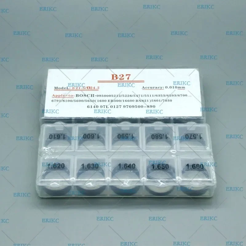 ERIKC B27 Diesel Fuel Injector Adjustment Shims B27 Injection Washers Gaskets Thickness 1.57-1.66mm 50 Pieces for Denso Nozzle