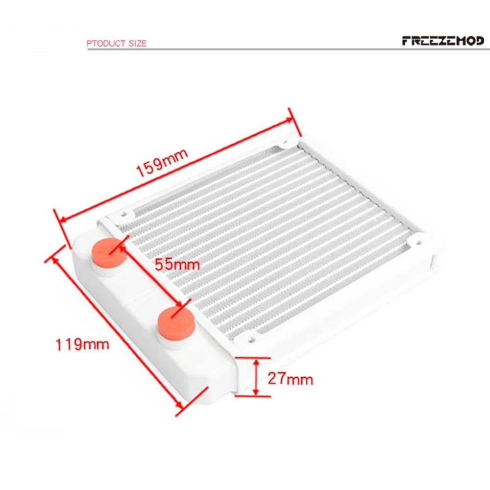 FREEZEMOD الألومنيوم 120 مللي متر المبرد الأبيض 18 قناة G1/4 موضوع ROHS شهادة SR-LPZJ120 تبريد المياه وزارة الدفاع #2