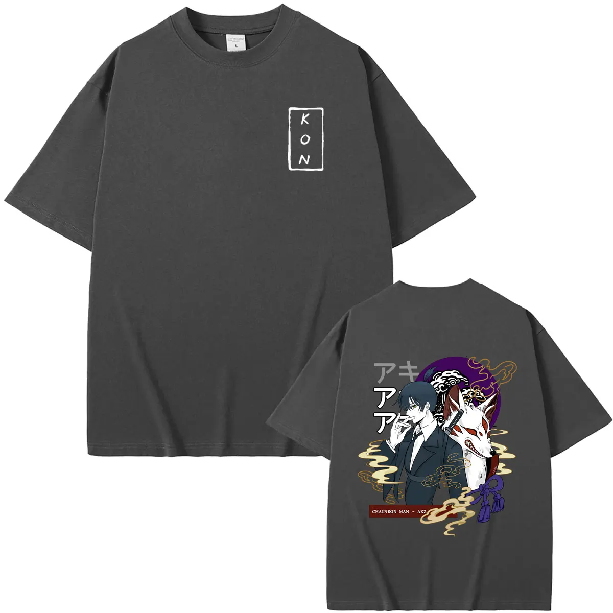 Anime Chainsaw Man T Shirts Hayakawa Aki Summon Kon Fox Devil Graphic T-shirt Men Women Manga Casual Oversized Crewneck Tshirt