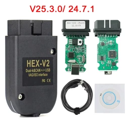 V25.3 For VAG COM HEX-V2 Scanner OBD2 Diagnostic Tool Cable Multi-Language For Audi For SKODA For VW Car