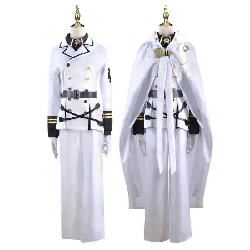 

Nene 2025 Anime Seraph of The End Mikaela Hyakuya Cosplay Costume White Windbreaker Cloak Uniform Halloween Party Carnival Cloth