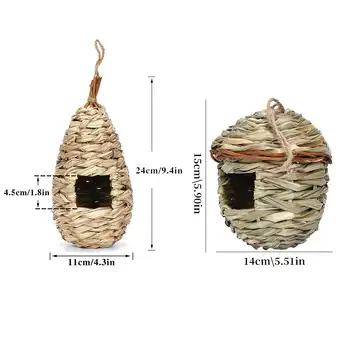 草巢手工編織芙蓉草葫蘆鳥屋,適用於戶外花園懸掛式孵化繁殖鳥類配件 10 最佳銷售 鳥巢 - №6