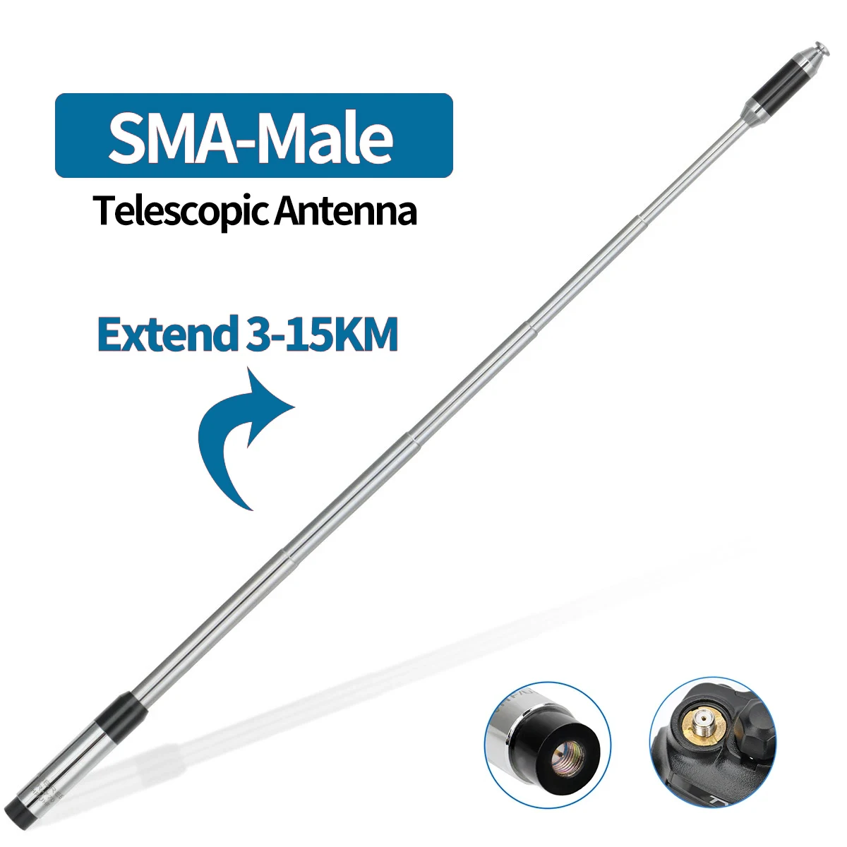 

AR-770 Telescopic Extendable SMA-Male Antenna for Walkie Talkie Dual Band 144/430MHz For Yaesu VX-3R VX-5R 7R Baofeng UV3R TYT