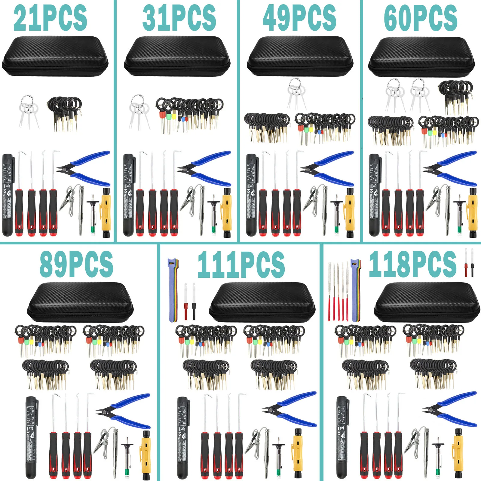 Car Terminal Removal Electrical Wiring Wire Harness Crimp Connector Pin Extractor Kit Repair Hand Tools With 4pcs Pick Hook Set