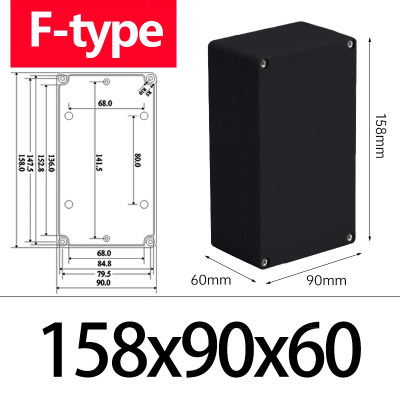 ABS Wasserdichtes Boxgehäuse Elektronisches Safe Gehäuse Kunststoffboxen Schwarzer Drahtanschlusskasten Kunststoff-Organizer IP67 Wasserdichtes Gehäuse