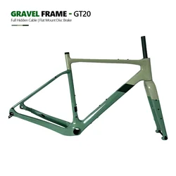 T1000 Carbon Gravel Frame Max Tire700C*45C Flat Mount Disc Brake BB386 Full Hidden Cable Gravel Bicycle Frameset Cyclocross Bike