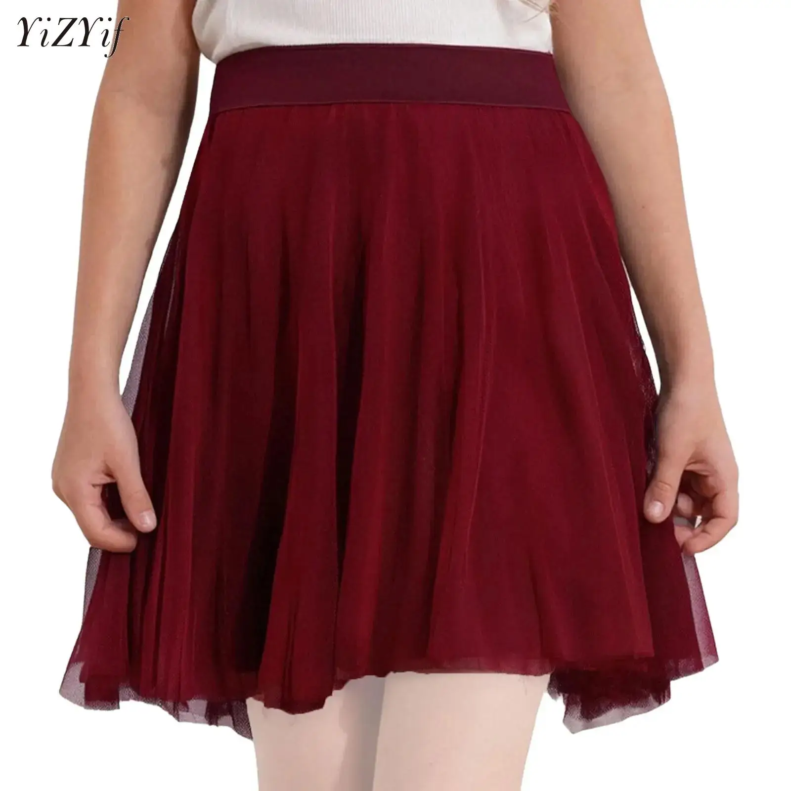 

Kids Girls Tulle Skirt for Ballet Jazz Dance Studio Practice Performance Costume High Waist Elastic Waistband Lyrical Dancewear