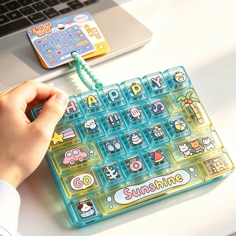Cartoon Alphabet Keyboard Push Pop Toy Mini Bubble Fidget Sensory Toy Stress Relief Hand Game Keychain Ornament 열쇠고리 view 3