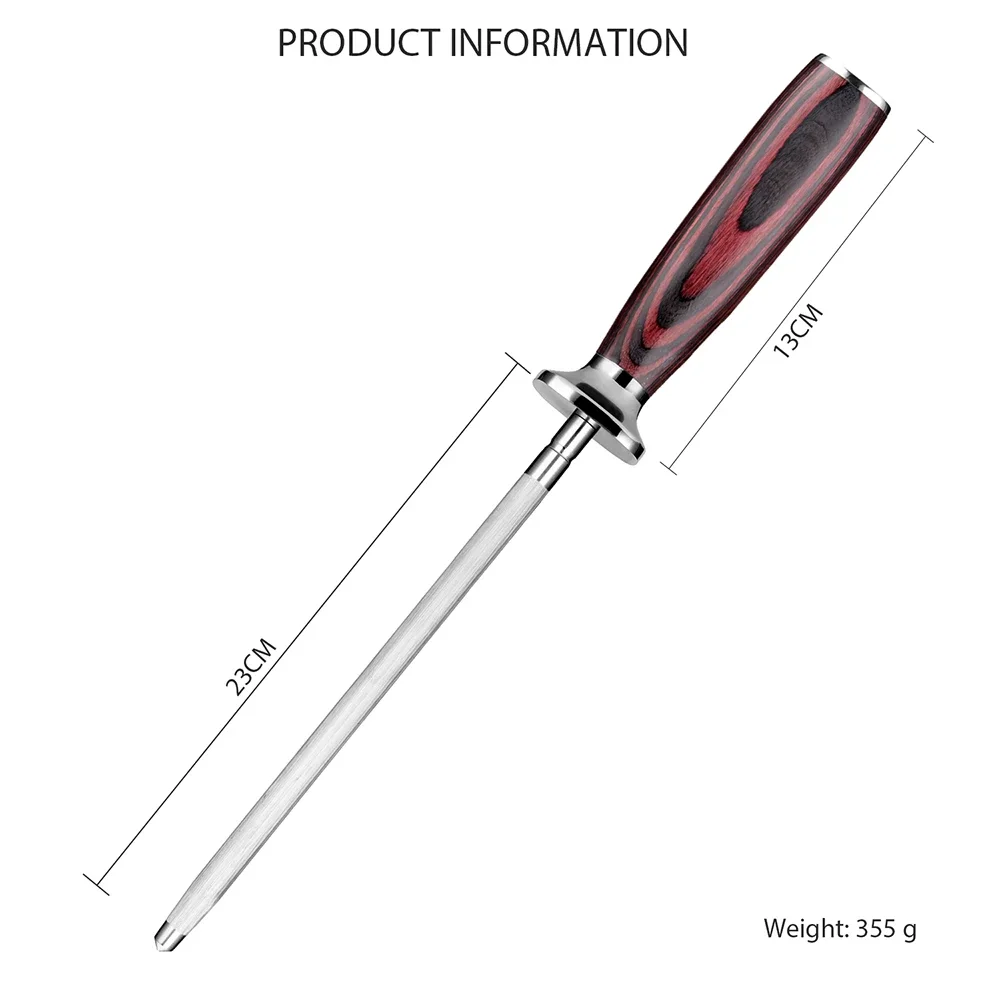 Knife Sharpening Rod Steel Professional Kitchen Knife Sharpener Honing Rods Quickly Sharpened Knife Tools Colored Wood Handle