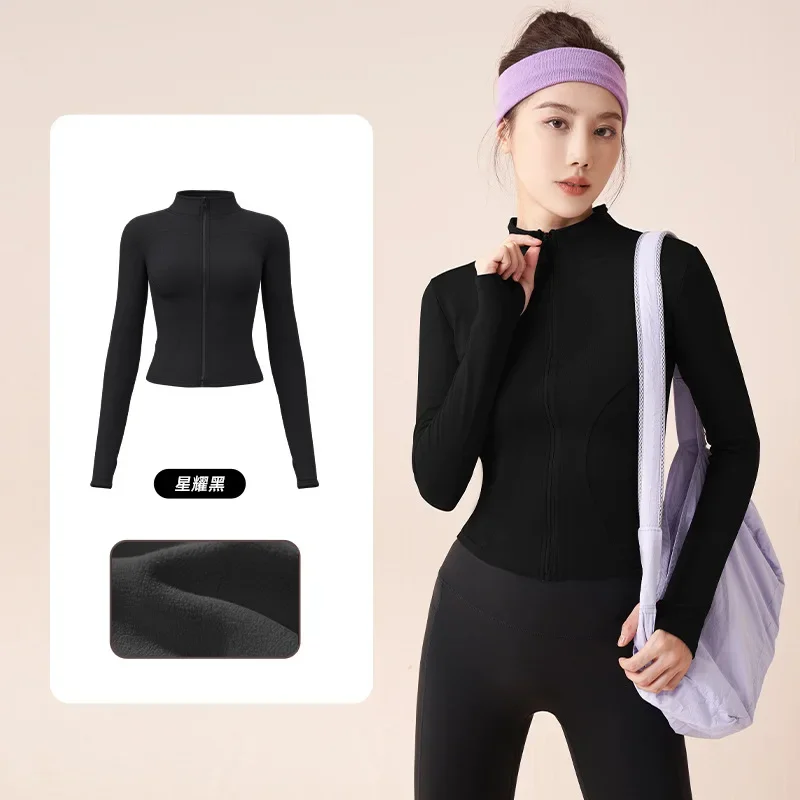 

Women Slim Running Sports Jackets Thicken Warm Lightweight Long-sleeved Yoga Cycling Tops Coats Workout Jackets with Thumbhole