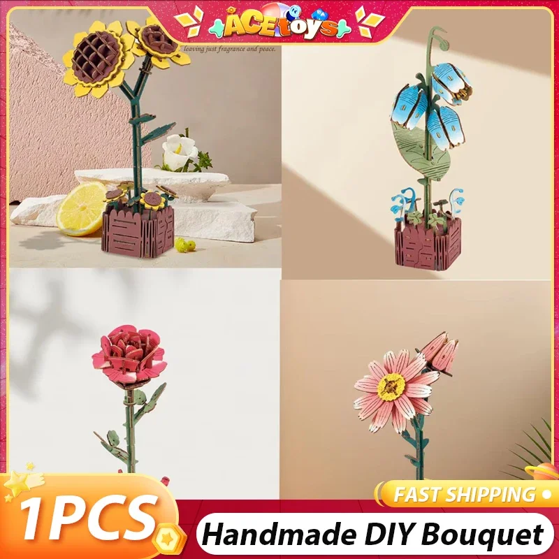 Handmade DIY Bouquet Stereoscopic Smooth Exercise Hand-On Skill Beautiful Always Flash Eternal Flower Children's Building Blocks