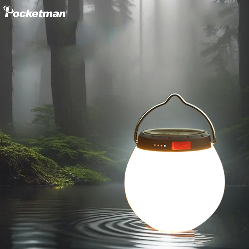 

Outdoor Camping Lamp Atmosphere Hanging Lights Solar/USB Charging Camping Light Portable Lantern Tent Lamps