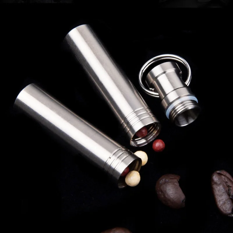 Titanium Alloy Waterproof Pill Box Portable Sealed Capsule Storage Container Bottle Medicine Case Multi-function Gadget EDC Tool