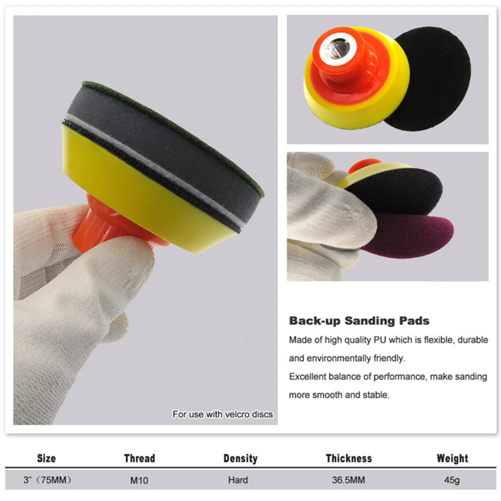 

3 Inch 75mm Angle Grinder Grinding Disc M10 Sandpaper Plate Flocked Polishing Sponge Tray Wood Automotive Hand Polishing