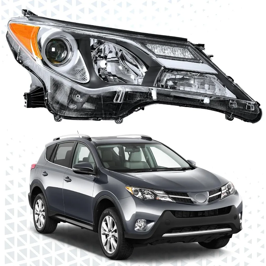 

Headlight Assembly Set Designed for 2013-2015 Toyota RAV4 with Black Housing Passenger Side No Bulbs Included Ideal for Enhance