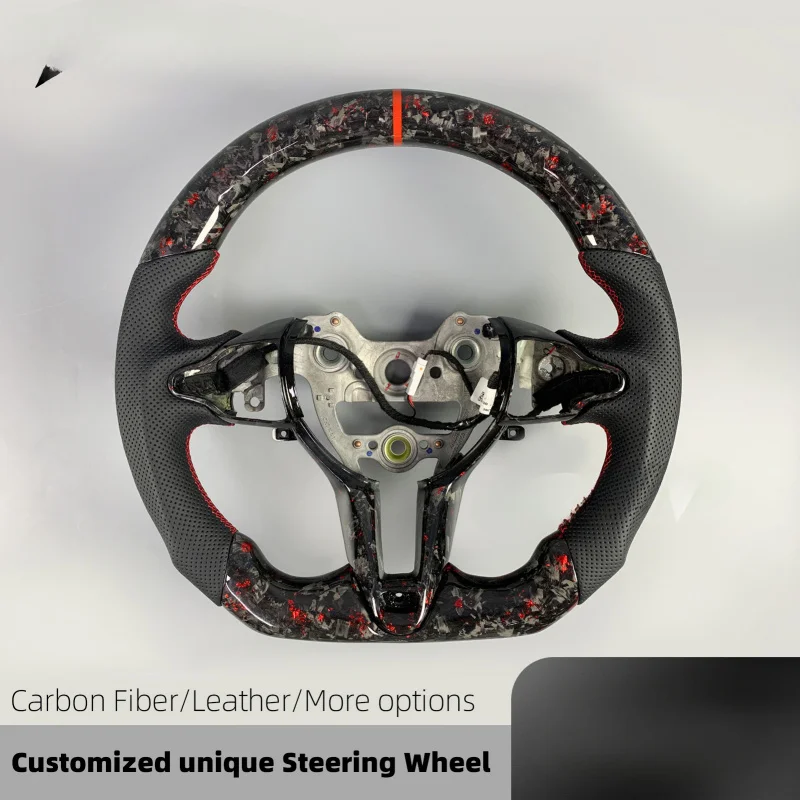 لشركة هيونداي N سلسلة إلنترا N GT I30N I20N N-Line الأحمر مزورة ألياف الكربون عجلة القيادة #2