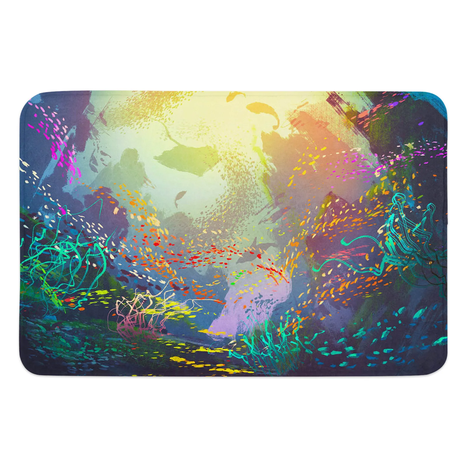 Ocean Fish Beautiful Dreamy Water Plants Bath Mat Carpet Bathtub Floor Rug Shower Room Doormat Kitchen Entrance Pad Home Decor