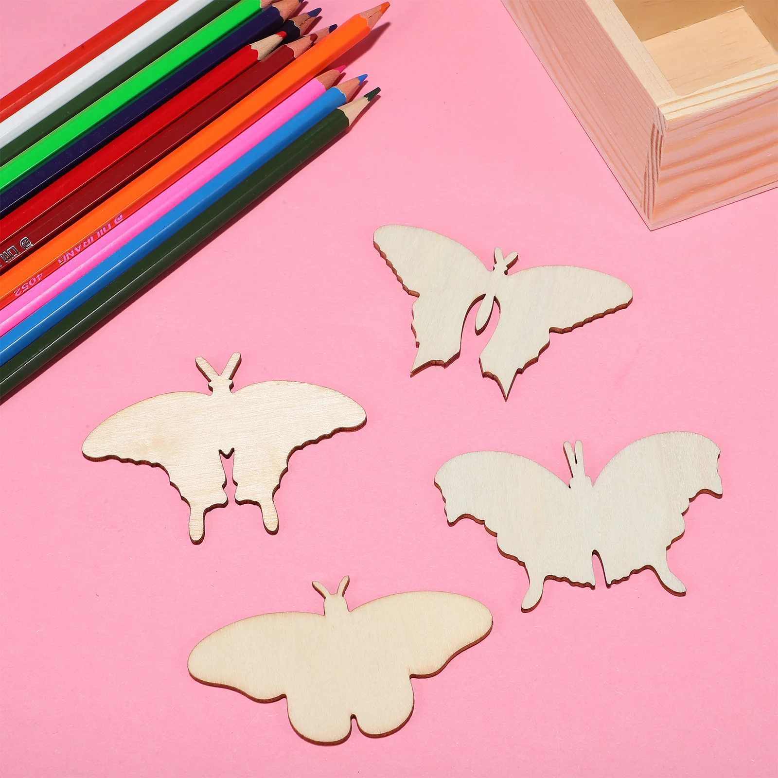 

24 pcs Wooden Painting Butterfly DIY Crafts Unfinished Butterflies for Birthday Home Decor Hanging Chips Shaped Slices Wooden