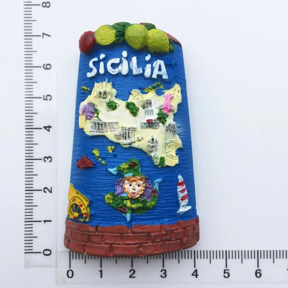 BABELEMI 1pcs Sicilia, Italy Fridge Magnet Souvenir Refrigerator Magnets