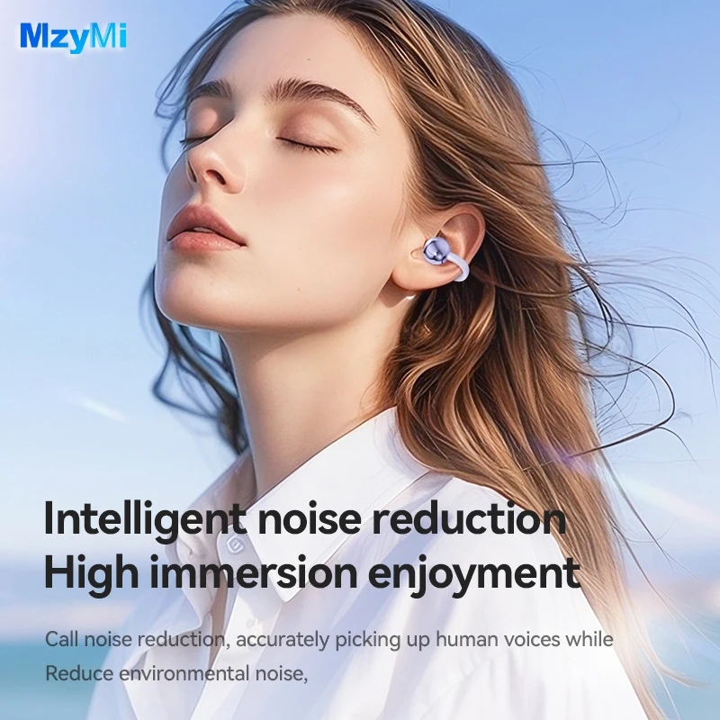 MZYMI M79 Bone Conduction Earphones Bluetooth5.4 Earbuds Clip on Ear Comfortable Waterproof Sport Digital Display Headsets