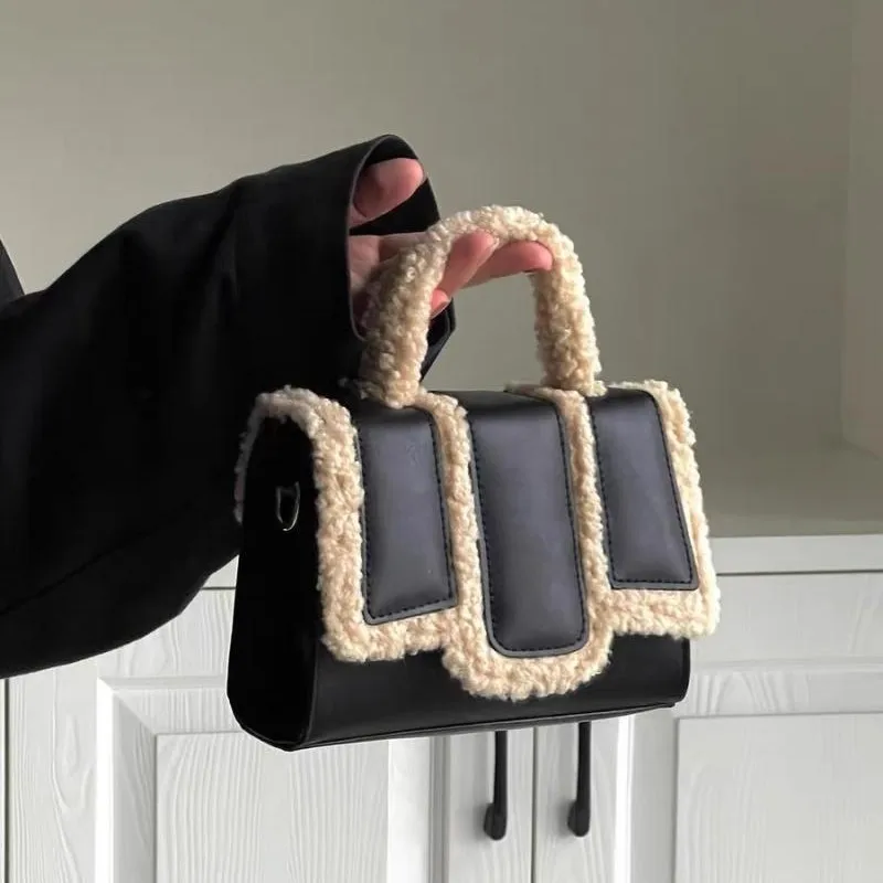 

JIAERDI черная сумка из овчины, женская минималистичная кожаная квадратная сумка на плечо со вставками, женская милая шикарная универсальная сумка через плечо, новинка