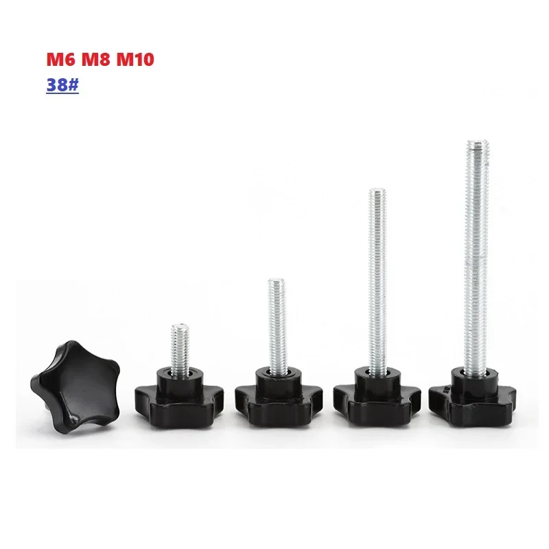 1-2pcs M6 M8 M10 38# Thread Star Shaped Clamping Bolt Knob Bakelite Plastic Head Handle Screw For Industry Equipment