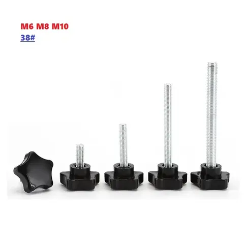 1-2pcs M6 M8 M10 38# Thread Star Shaped Clamping Bolt Knob Bakelite Plastic Head Handle Screw For Industry Equipment