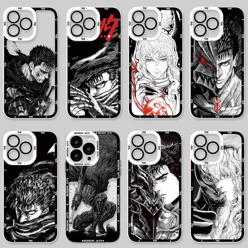 Anime Berserk Guts Comic Phone Case For iPhone 16 Pro Max 15 14 Plus 13 12 11 Pro XR XS X 8 7 SE 2020 Soft Silicone Back Cover