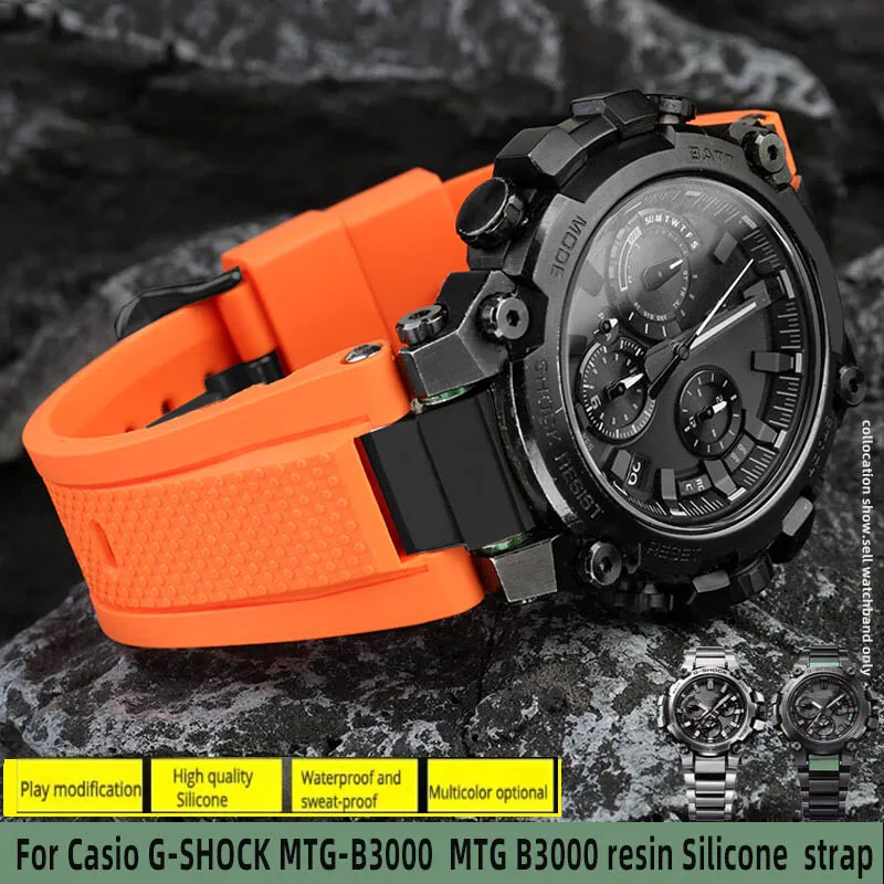 Modified Silicone For Casio G-SHOCK MTG-B3000 Quick release watchband MTG B3000 resin Rubber watch strap with Adapters Connector