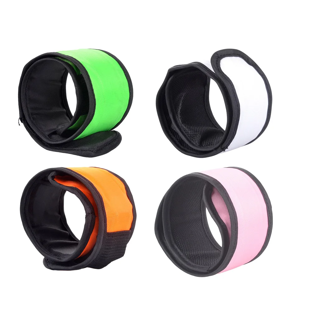 

4Pcs Outdoor Glow LED Slap Bracelets Wristbands for Night Activities Running Cycling Party Gift Green Orange Pink White