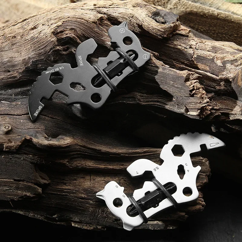 Stainless Steel Multi Functional Card Tool EDC Keychain Accessories Bottle Opener Wrench Portable Outdoor Small Tool