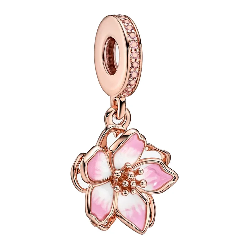 Original pandora pulseira para mulheres, flor, peixe, borboleta, miçangas, acessórios jóias, nova moda charme