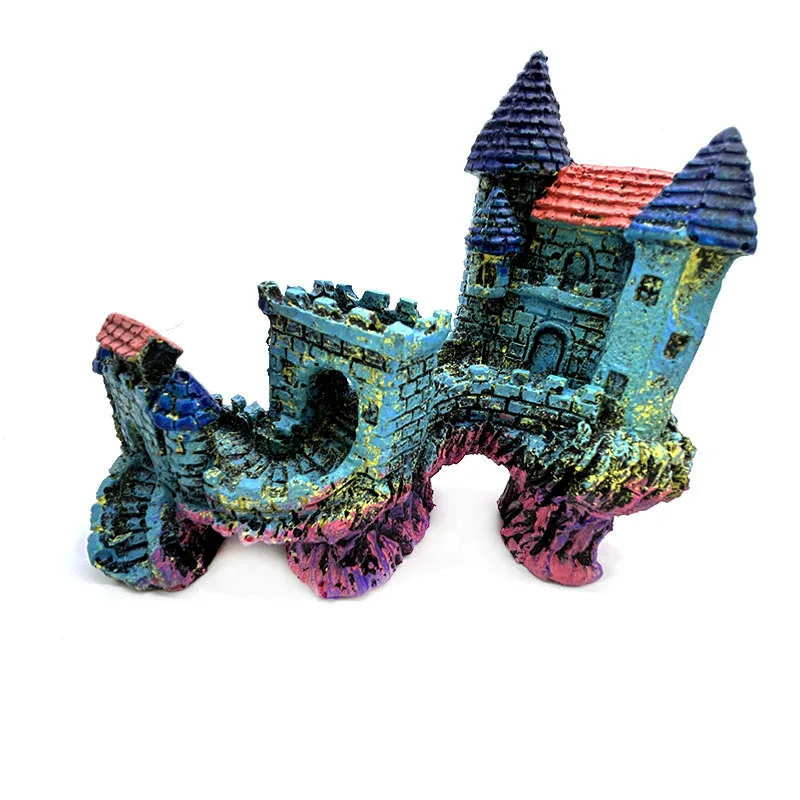 New Resin Artificial Fish Tank Ancient Castle Decoration Aquarium Rock Cave Building Decoration Aquatic Landscaping Ornament