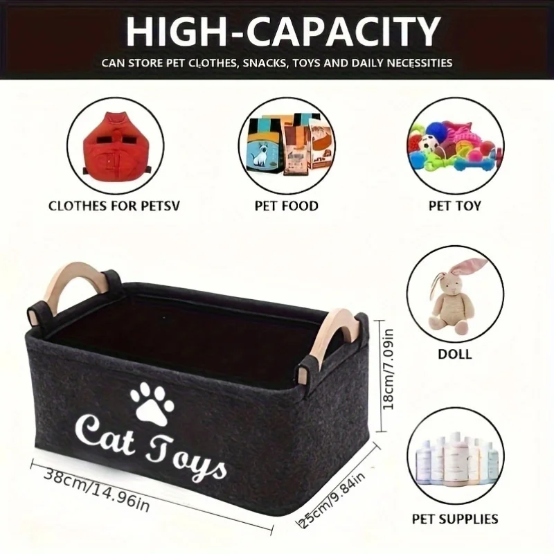 Felt Cat Toy Storage Basket 3