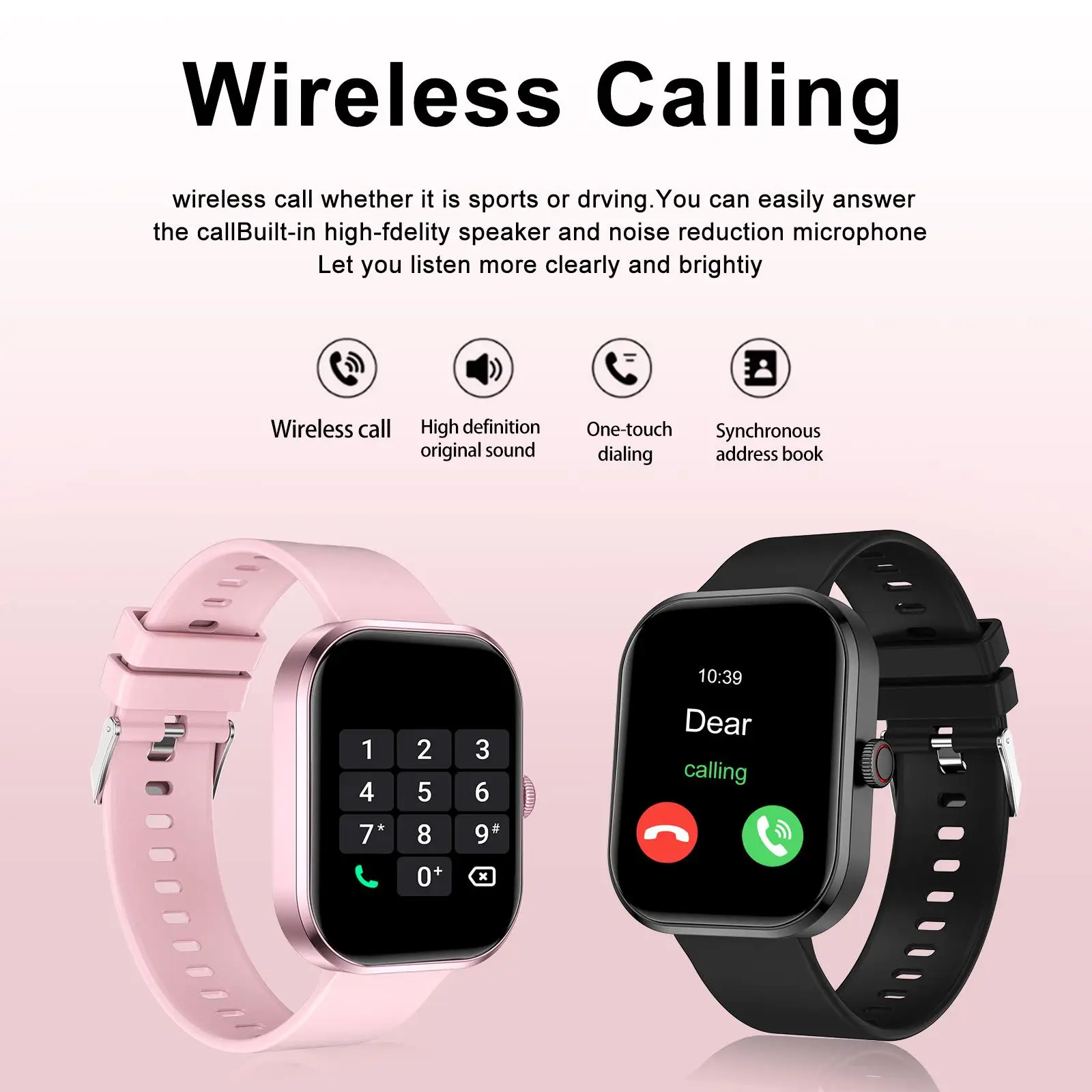 2026 New Smart Watch HD Touchscreen - Wireless Calling, Camera & Music Control, Multi-Sport Modes, Alarm/Call-SMS Alert, Custom